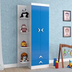 Imagem de Guarda-Roupa Infantil Trento 2 Portas 2 Gavetas Branco/Azul Brilho - Atualle Móveis