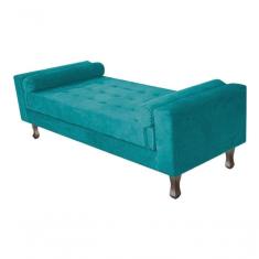 Imagem de Recamier Baú Félix Solteiro 100cm Suede Rosê - Amarena Móveis Cor Azul-turquesa