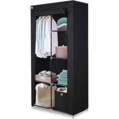 Imagem de Guarda roupa duplo portatil cabideiro arara roupas 5 prateleiras armar