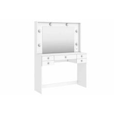Imagem de Penteadeira Camarim Juvenil MSM 433 c/ 5 Gavetas e Espelho Branco - Movelbento