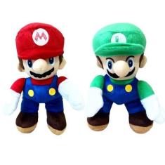 Imagem de 02 Brinquedos Pelucia Super Mario e Luigi 35cm Antialergico Bordado - 