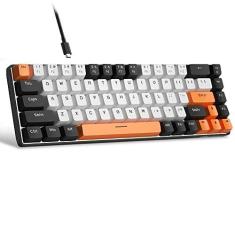 Imagem de MageGee Teclado portátil 60% mecânico para jogos, MK-Box LED retroiluminado compacto de 68 teclas, mini teclado de escritório com fio com interruptor vermelho para Windows, laptop, PC, Mac -