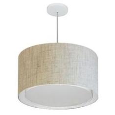 Imagem de Lustre Pendente Cilíndrico Duplo Md-4287 Cúpula em Tecido 45x30cm Rustico Bege - Bivolt