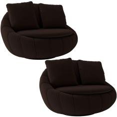 Imagem de Kit 2 Poltronas Decorativas Giratória Sala De Estar Afrodite Veludo Marrom Gran Belo