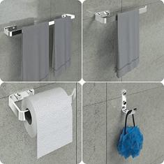 Imagem de Kit Acessórios Para Banheiro Cromado 4 Peças