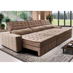 Imagem de Sofá Retrátil e Reclinável 4,15m Cama inBox Big Puffer com SoftGel D40 Velupluma Castor