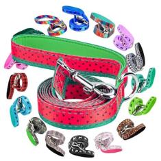 Imagem de EcoBark Coleira para cães – 1,2 m / 1,5 m / 1,8 m – trelas para cães ecologicamente brilhantes com alça acolchoada – Coleira resistente para cães fortes – Coleira de nylon para cães de médio e grande porte (guia de cachorro melancia)