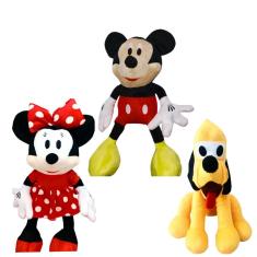 Imagem de 03 Pelúcias Mickey Minnie e Pluto 45cm