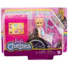 Imagem de Boneca Barbie Loira Family Chelsea Cadeira De Rodas Mattel