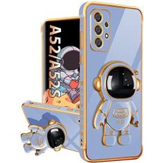 Imagem de Buleens Capa para Samsung A52 (também para Samsung A52s) com suporte de astronauta, capas femininas para Galaxy A52 5G, capa de telefone feminina fofa 6D com estampa de coração no espaço sideral para