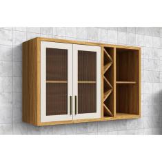 Imagem de Armário Aéreo Cozinha Modulado Tempranillo Nicho Adega 2 Portas 120cm Amendoa/Off White - Ronipa