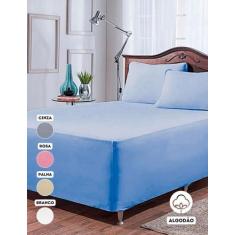 Imagem de Lencol de cama casal 3 pcs Box Conjugado Dispensa Saia Box Algodão 180