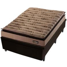 Imagem de Colchão Solteiro Hellen Van Gogh Espuma D33 + Base Box MGA Lift Cotton com Baú e Pistão à Gás - 68x88x188xm - Caqui/Marrom