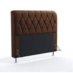 Imagem de Cabeceira Estofada Decorativa Sirius 160 Para Cama Queen Couro Artificial Marrom Aradecor