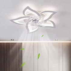 Imagem de Ventilador de teto com iluminação, ventilador moderno de iluminação de teto regulável por LED, ventilador silencioso em formato de 5 lâminas com controle remoto, luz para sala de estar, quar