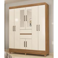 Imagem de Guarda Roupa Roupeiro Solteiro 82060 08 Portas 02 Gavetas c/ Espelho Munique Amendola Touch Off White Demóbile