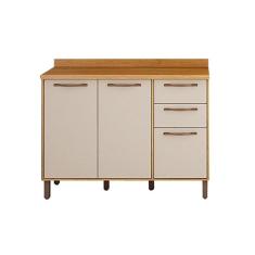 Imagem de Balcão De Cozinha áustria 3 Portas E 2 Gavetas 120cm Cinamomo/off White - Valdemóveis