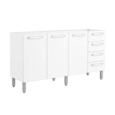 Imagem de Balcão De Cozinha Evidence 7028 3 Portas 4 Gavetas S/ Tampo 160cm Branco - Bertolini