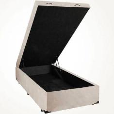 Imagem de Cama Box Baú Solteiro Abertura Frontal 88X188x040 Premium Sued Bege -