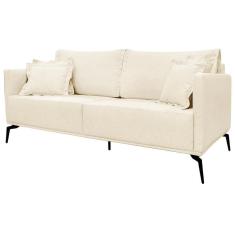 Imagem de Sofa Sala De Estar Liv 2 Lugares Pes Aço Linho 232 Perola Ezz Perola