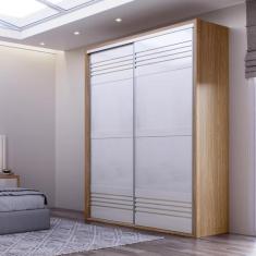 Imagem de Guarda Roupas com 2 Portas de Correr 178,6cm 100% MDF Freijó Off White