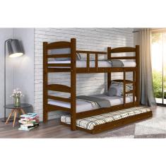 Imagem de Treliche Beliche Reta com Cama Auxiliar Madeira Maciça cor Imbuia