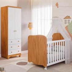 Imagem de Quarto Bebê Completo Berço Americano Uli Guarda Roupas 2 Portas 3 Gavetas Junior 100% MDF