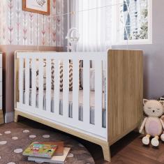 Imagem de Berço Mini Cama Favo de Mel com Regulagem de Altura - Natural/Branco