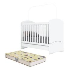 Imagem de Berço Mini Cama Bala de Menta Branco com Colchão - Móveis Henn, Branco