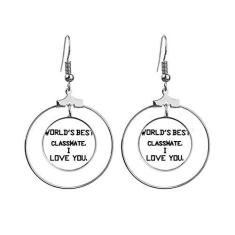 Imagem de World best Classmate I Love You brincos de argola pendente, joia circular