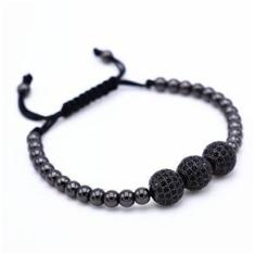 Imagem de Pulseira Masculina Hematita Macramê E Beads Com Zircônias