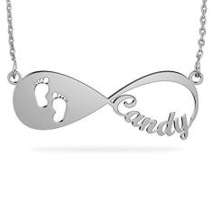Imagem de Colar infinito de prata esterlina personalizada com nomes Joia eterna banhada a ouro 18 K 