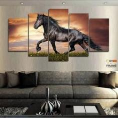 Imagem de Quadros Decorativos Cavalo Negro 63x130mt em Tecido
