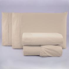 Imagem de Jogo de Lençol Casal Percal 200 Fios 4 Peças - Cáqui