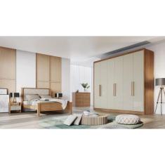 Imagem de Guarda Roupa Casal 6 Portas 4 Gavetas - New Vértice-Cumaru/Fendi - Móveis Novo Horizonte