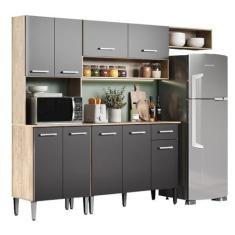 Imagem de Armário Cozinha Compacta Arizona Smart Carvalho/preto Carraro