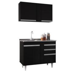 Imagem de Armário Aéreo Indiana E Balcão Gabinete 100cm Com Pia Inox Luziania Pr