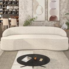 Imagem de Sofá Decorativo 3 Lugares 210cm Joel Curvo com Encosto Linho Bege G15 - Gran Belo