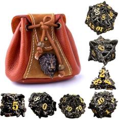 Imagem de DNDMASTER Hollow Metal DND Dice Set - Unique Dragon Design Dice with Gift Dice Bag for Dungeons & Dragon Gaming, Dice Set with Drawstring Leather DND Dice Pouch Storage Bag