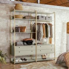 Imagem de Guarda Roupa Closet Modulado Industrial Quarto Solteiro Olivar Aberto 178cm-Off White- Off White