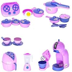 Imagem de Cozinha Infantil Jogo de Panela Eletro Air Fryer Fogão 23pç