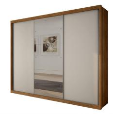 Imagem de Guarda Roupa Paradizzo Casal com Espelho 3 Portas 6 Gavetas Novo Horizonte Cor Cumaru Fendy