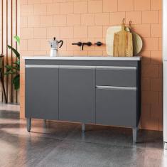 Imagem de Balcão Para Cozinha 2 Portas Forks Cinza Fosco