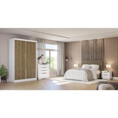 Imagem de Roupeiro 2 Portas de Correr 2 Gavetas Branco/nogueira