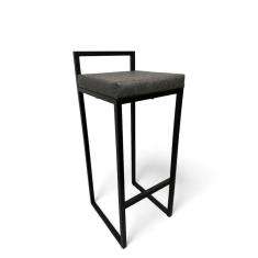 Imagem de Banqueta Quadro Com Encosto Estofada Metalon Preto Cinza - 75cm