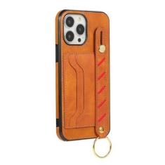 Imagem de Capa de cartão de couro para iphone 14 13 12 11 pro max plus mini x xs xr 7 8 pulseira caso de telefone, marrom claro, para iphone 14