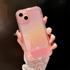 Imagem de Capa de telefone transparente para suporte de cadeira colorida a laser de luxo para iPhone 11 12 13 Pro X XR XS MAX Capa traseira protetora elegante, rosa, para iphone 12pro