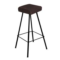Imagem de Banqueta Alta Lira Eiffel Industrial Bar Balcão Bistrô Ferro Preto Tecido Sintético Marrom - Ahazzo Móveis