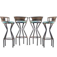 Imagem de Conjunto 4 Banquetas Charme com Assento Estofado para Bancada - Coage 