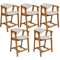 Imagem de Kit 05 Banquetas Baixa Cozinha Sala de Jantar Bancada Cecília L02 Bouc